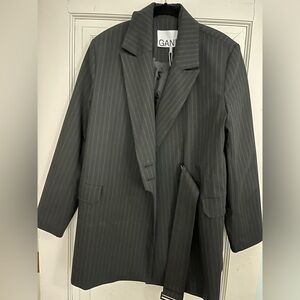 NWT Ganni Pinstripe Wrap Blazer